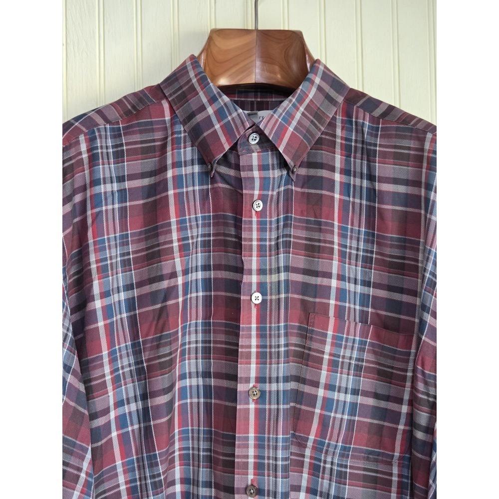 Turnbury Shirt Mens XL Red Blue Plaid Button Front Long Sleeve‎ Cotton Casual